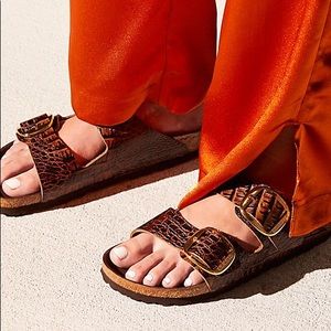 Birkenstock croc embossed oversized buckles